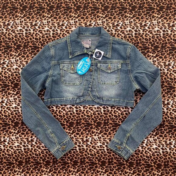 ♥︎ 00s dead stock cropped jean jacket ♥︎ - Picture 1 of 8
